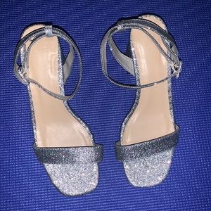 Silver Open Toe Heels with Ankle strap